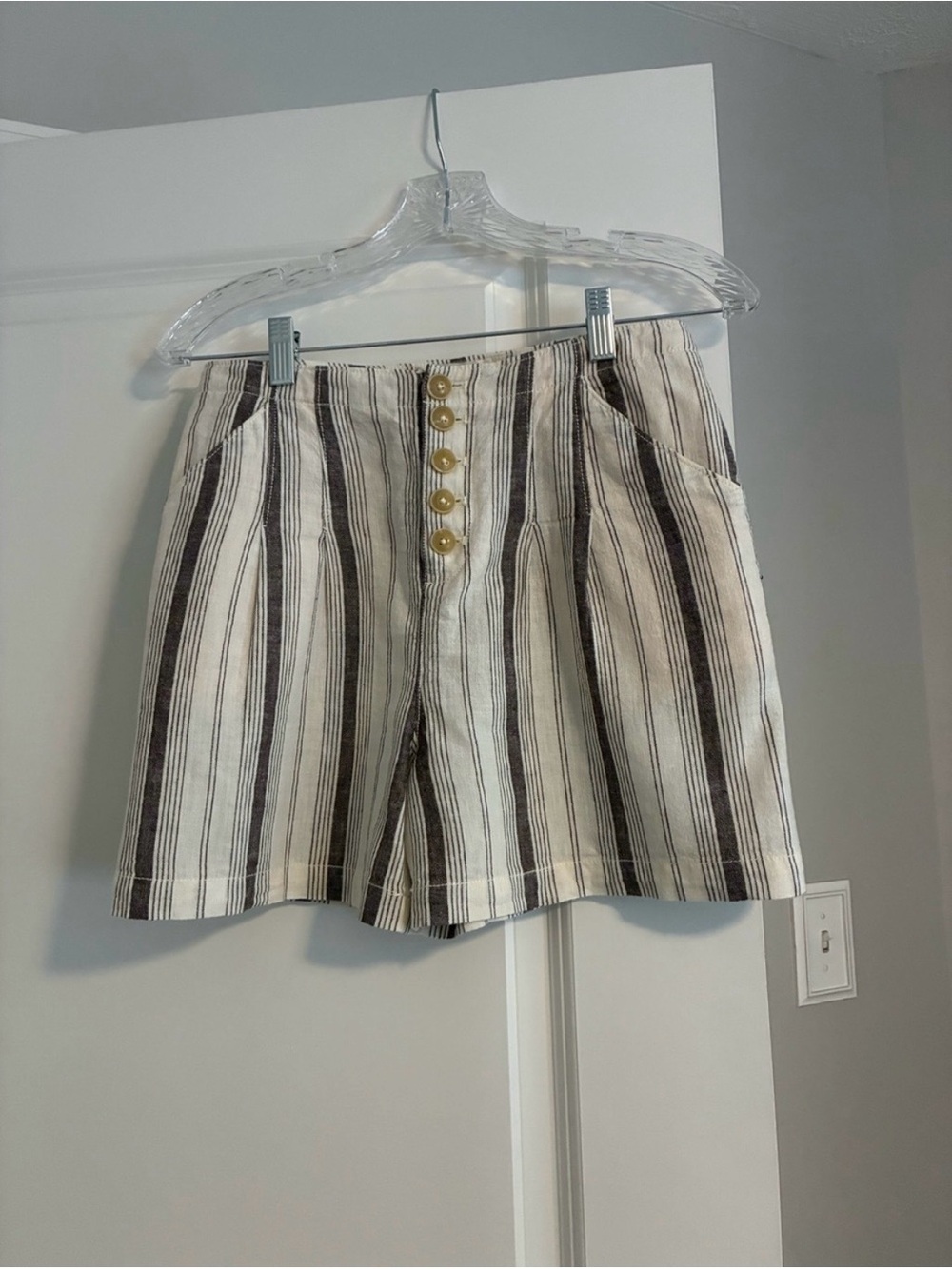 Anthropologie by Anthropologie Cream/Brown Striped Shorts